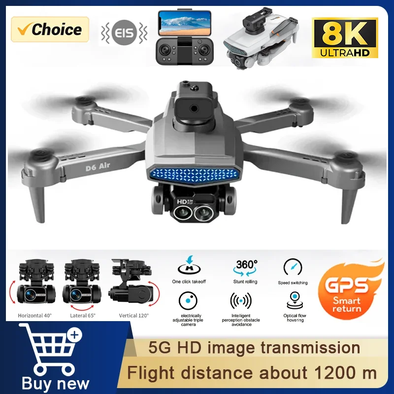 D6 Mini Drone 8k Profesional 4K HD Camera Obstacle Avoidance Aerial Photography Brushless Foldable Quadcopter Gifts Apron Toys