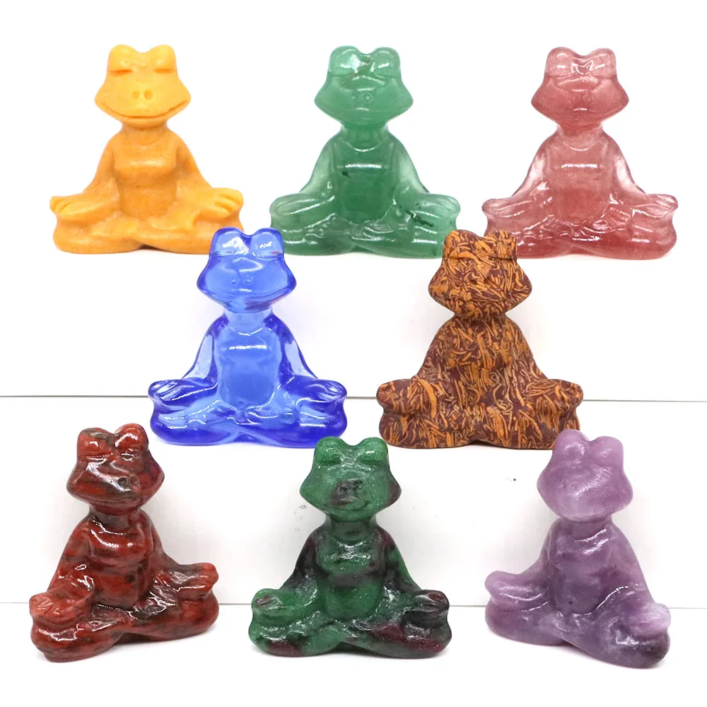 

1.5" Frog Statue Natural Stones Healing Crystals Quartz Energy Gems Animal Figurine Crafts Yoga Meditation Home Decoration Gifts