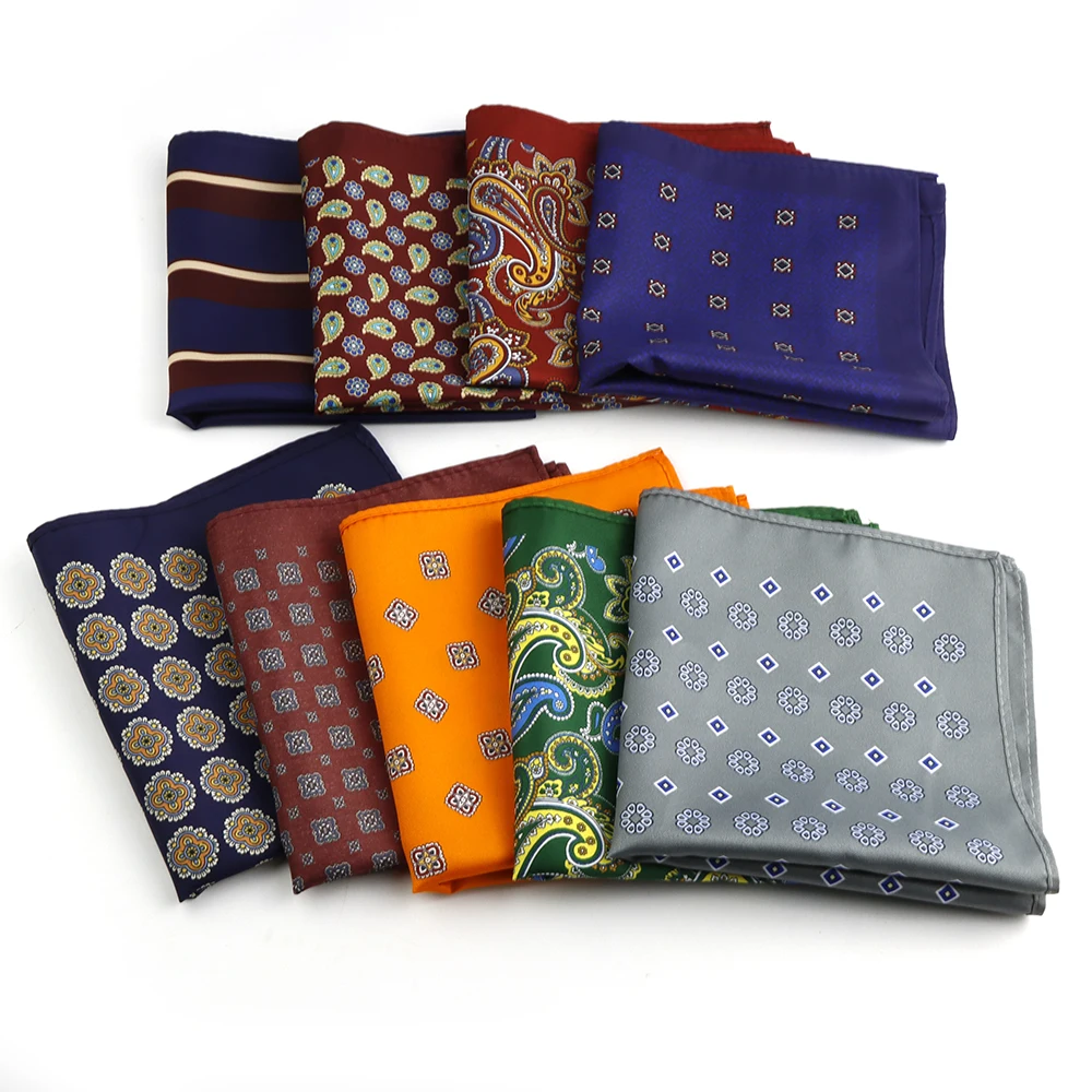 Fashion Red Paisley Pocket Squares Soft Novelty Orange Blue Color Handkerchiefs As Grand Wedding Business Dress Shirt Accessory