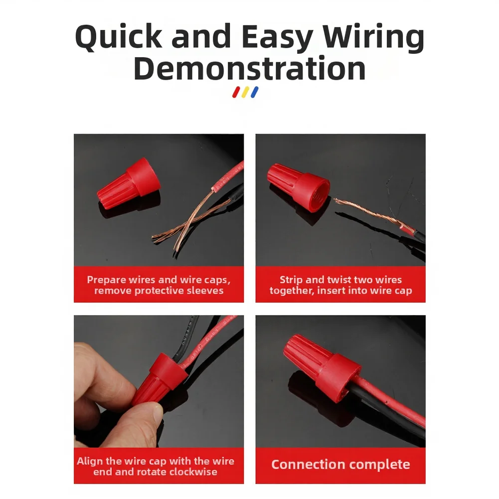 Electric Wire Connector 52 Pack P1-P6 with Rotating Crimp Cap and Spring Clamp for Reliable and Long Lasting Performance