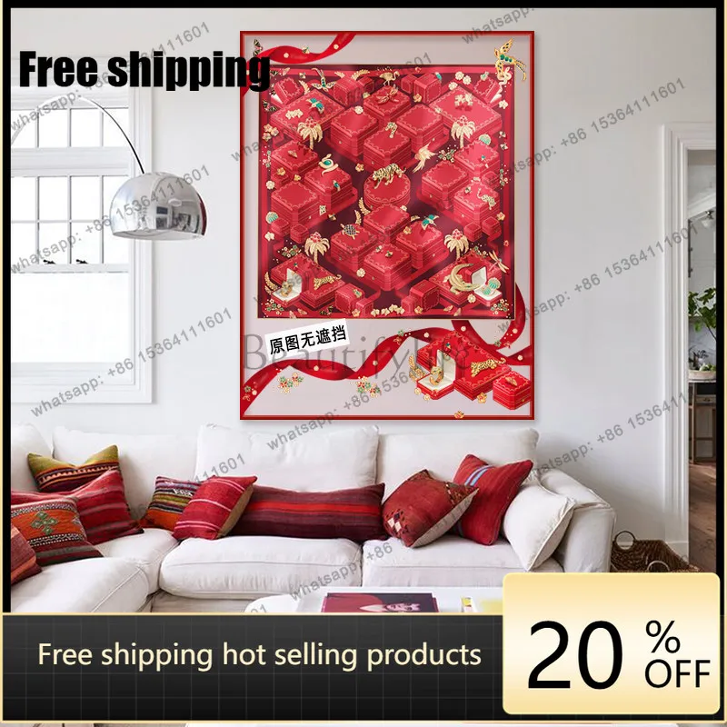 LJY French light luxury acrylic silk scarf decorative painting luxury beauty clothing store mural
