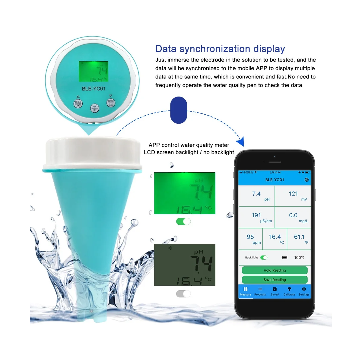 6 In1 Water Quality Detector Smart Online Bluetooth Water Chlorine Meter PH Meter Powered Tool for Swimming Pool