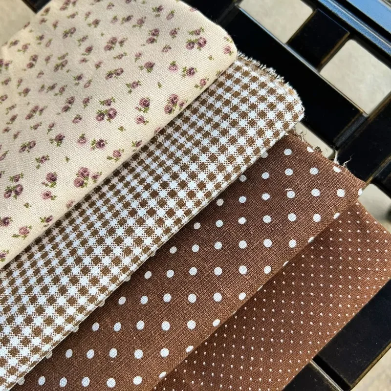 Country Floral Yarn Dyed Polka Dot Cotton Fabric Vintage Soft for Shirt Women Dress DIY Tablecloth Pillow Fabric for Sewing