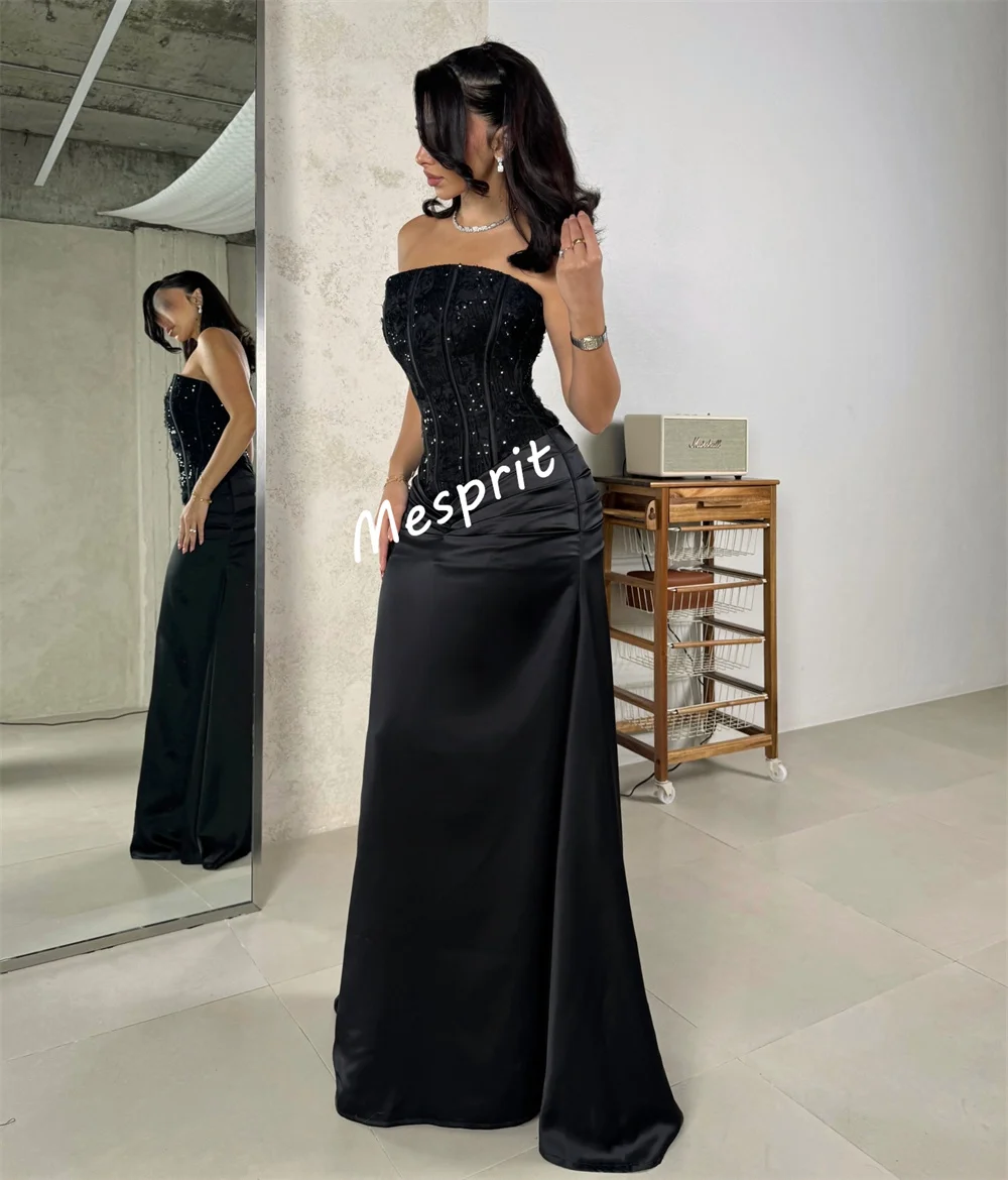 Charmeuse personnalisée paillettes tempérament bretelles noir longues robes sur mesure Occasion luxe soirée élégante fête de mariage