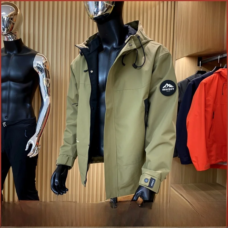 

Мужская повседневная свободная посадка ветрозащитная уличная рабочая одежда с капюшоном Fce на подкладке весна-осень размер-стойка молодежная мода