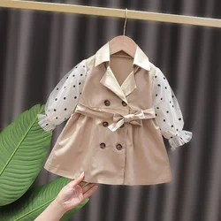 Abbigliamento per bambini cappotto per ragazze con cintura giacca per bambini primavera autunno per bambini stile coreano Trench carino giacca a vento per neonate