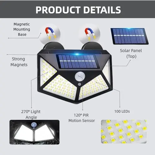 

2 Pack Solar RV Lights with Motion Sensor – Compact, Magnetic, Multi-Mode for Campers & Trailers