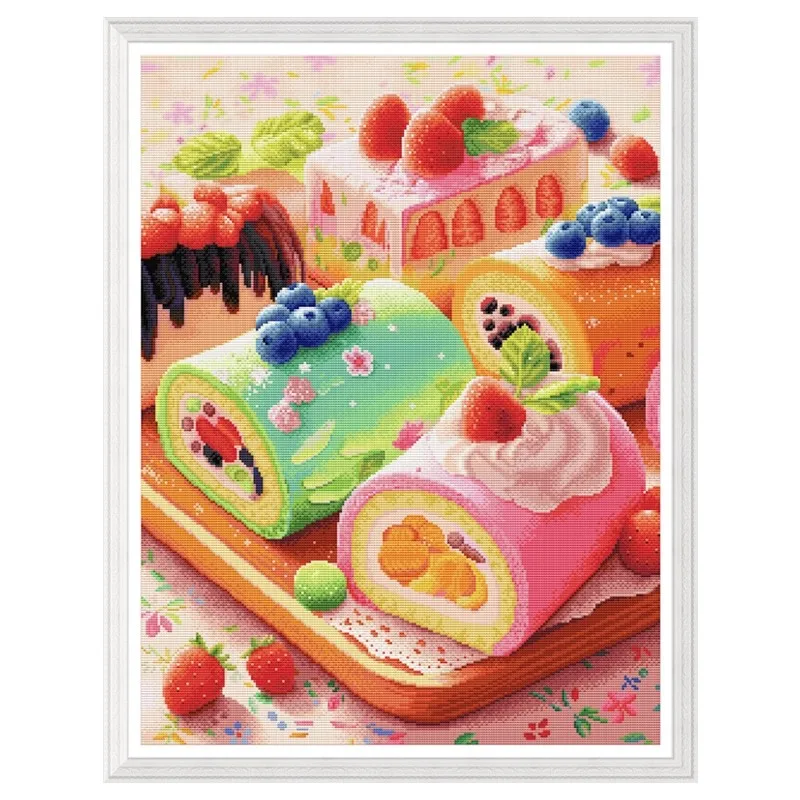 

Набор с принтом тортов, вышивка крестиком, 11CT, 14CT, вышивка, сделай сам, хлопковые наборы для рукоделия, поделки с иглами, 85 цветов
