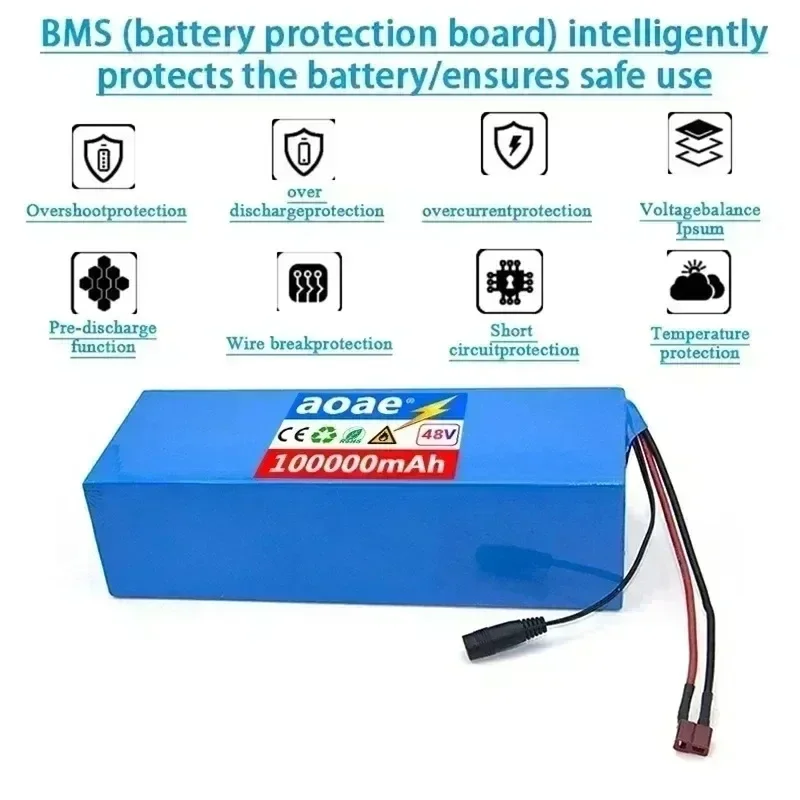 Original 13S5P 48V 100Ah Electric Vehicle Lithium 13S5P Battery Pack Is Suitable for Electric Scooter Mountain Bike 250-1000w