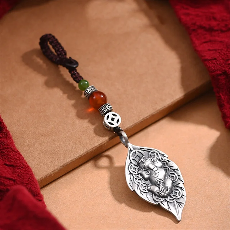Ethnic Style Wealth Beast Pixiu Pendant Keychain Male Car Hanging Accessories Lucky Coin Design Men Hand-woven Rope Key Chain - Image 4