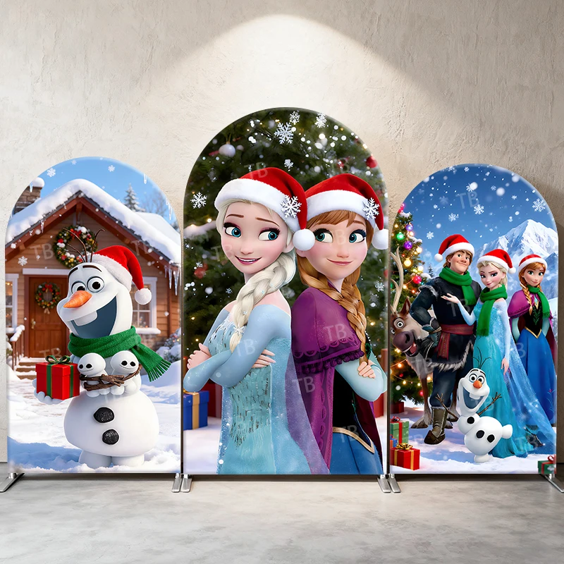 

Frozen Christmas Arch Backdrop Cover Disney Elsa & Anna Photograph Background Kids Birthday Party Event Decor & Photo Booth Prop
