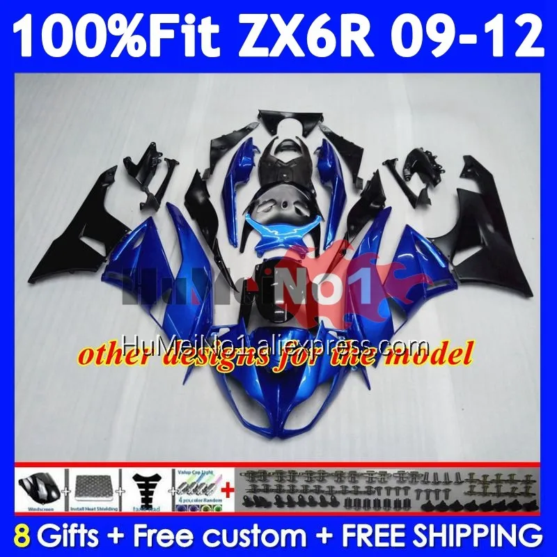 OEM Kit For KAWASAKI NINJA ZX636 ZX 6R 636 ZX600 Glossy black 208No.1 ZX-6R ZX6R 09 10 11 12 ZX-636 2009 2010 2011 2012 Fairing