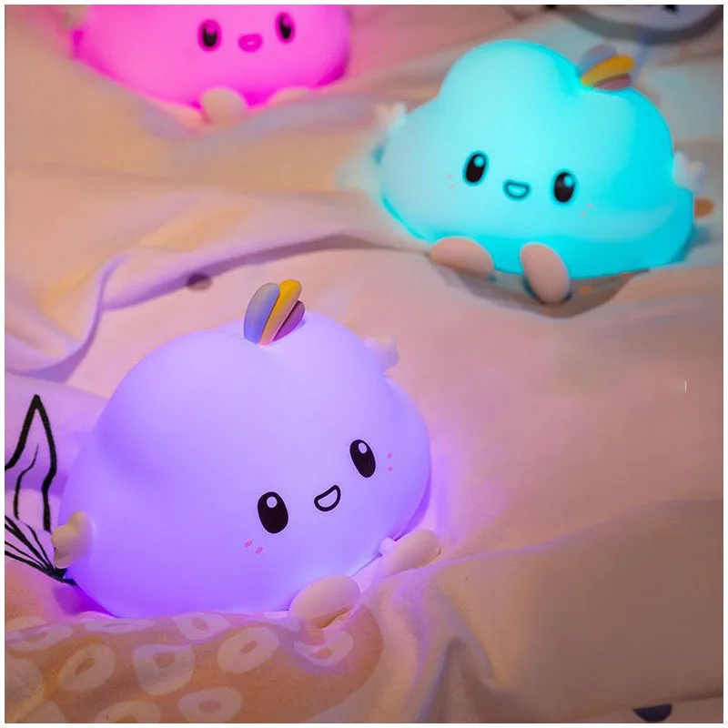 Led Hollow Silicone Bedside Night Light Rechargeable Soft Light