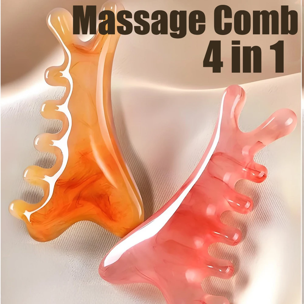 

Массажная расческа для кожи головы «четыре в одном», меридиан, смола для кожи головы, массажная расческа для головы, разблокирующая расческа для лица, носа, гуаша