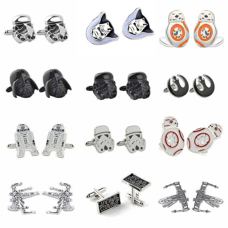 Star Wars Galactic Empire Accessories Cuff Buttons Metal Cosplay Shirt Cuff Links Imperial Stormtrooper Master Yoda Fan Gift