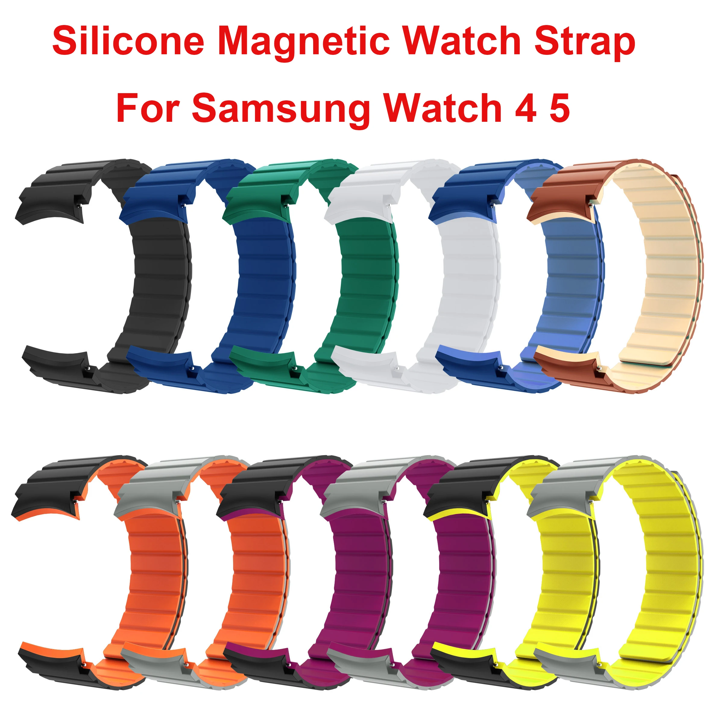 20mm Silicone Magnetic  Watch Band Strap Compatible For Samsung Galaxy Watch 5 Band 40mm 44mm 6 43mm 47mm Pro 45mm 4 Men Women