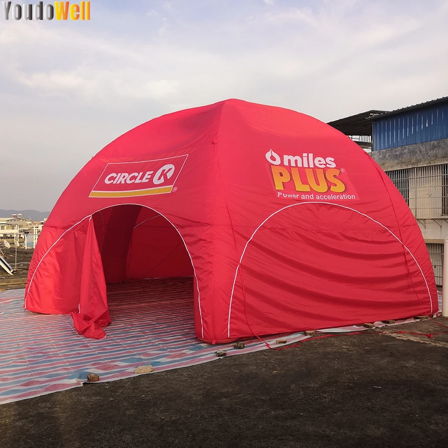 Carpa de araña inflable roja personalizable, 10 metros de diámetro, 6 patas, cubierta completa para exposiciones de eventos y publicidad comercial