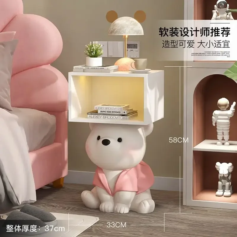 Cartoon Bear Statue Nightstand Children\'s Room Bedside Storage Cabinet Creative Bedroom Furniture Bedside Table Home Accessories