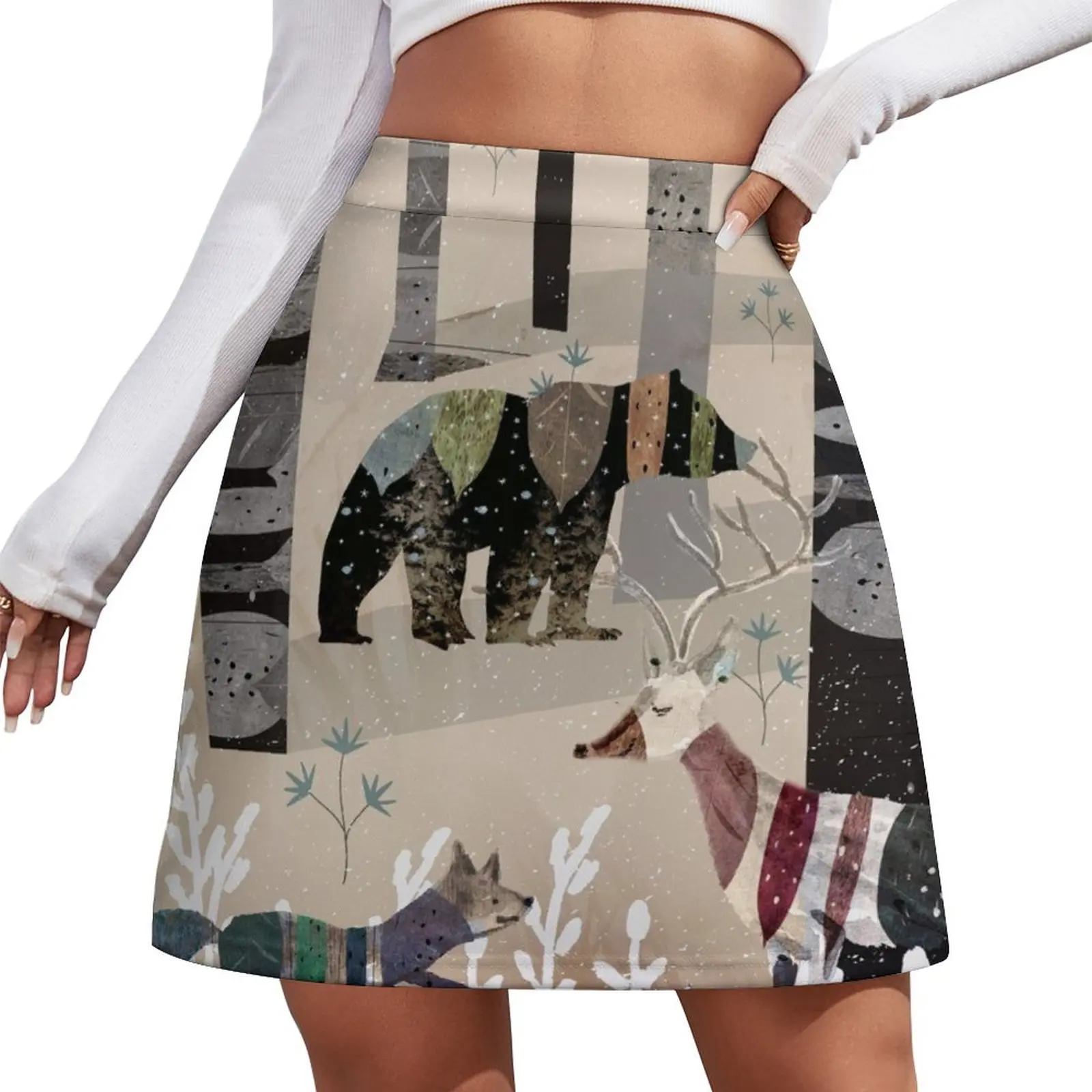 Forest In Sweater Mini Skirt night club women fairy core korean style midi skirt for women
