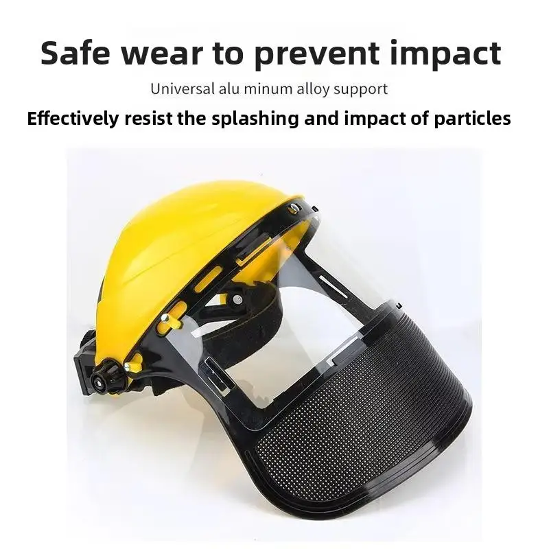 Garden Grass Trimmer Safety Helmet Full Face Mesh Shield Protective Hat for Brush Cutter Forestry Logging Work Brush Cutting