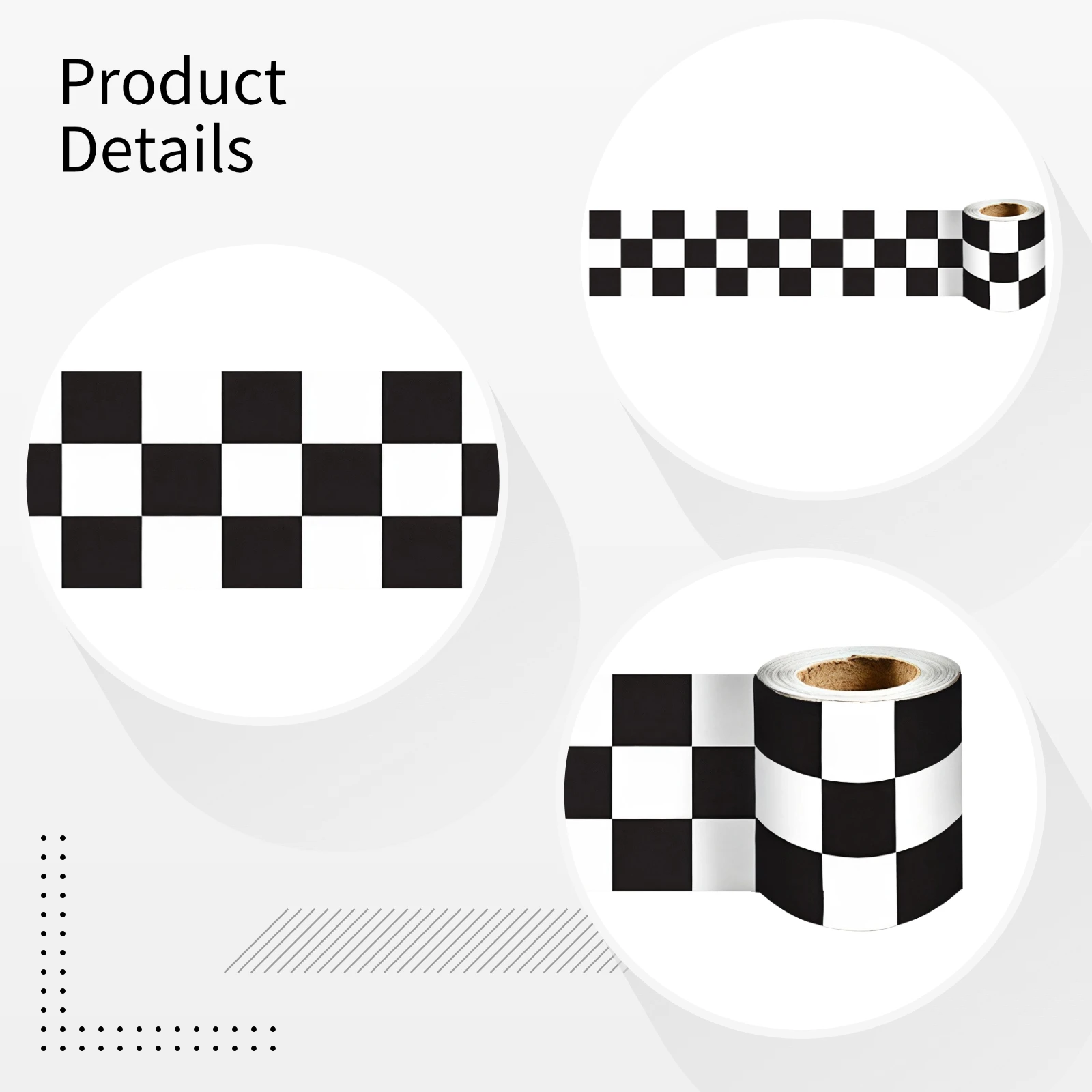 Checkered Wallpaper Border Black And White Design 94.5 Inches Long PVC Material Ideal For Bathroom Wall For Kitchen Car Interior