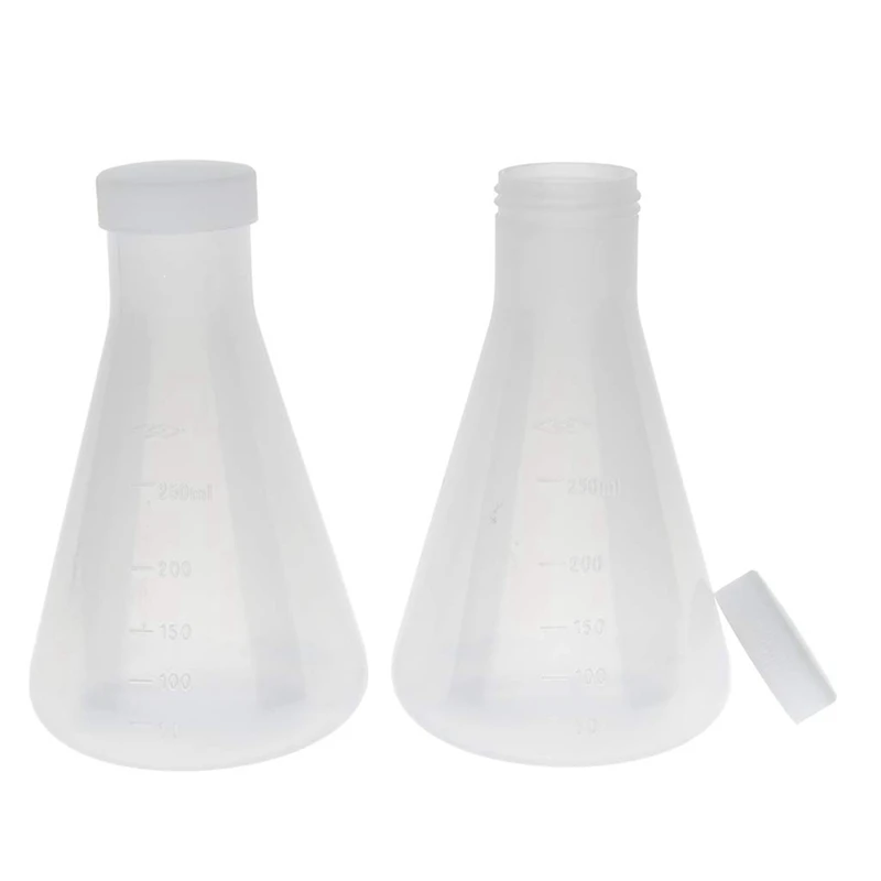 Laboratory Graduated Plastic Conical Erlenmeyer Flask, Measurable, Smooth Thick Wall, 4 Bottles Of 250Ml