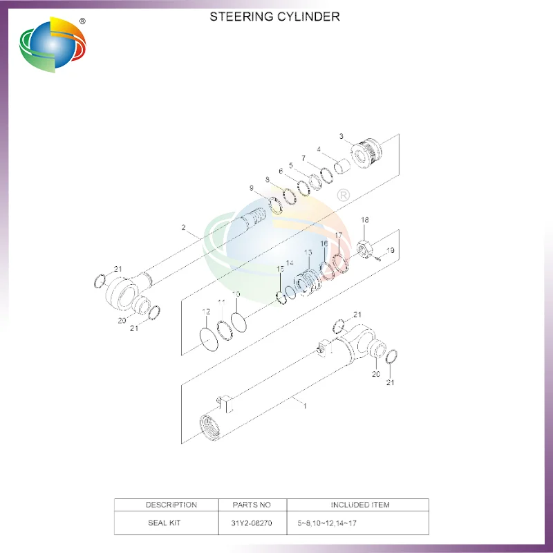 

31Y2-08270 31Y208270 STEERING CYLINDER SEAL KIT FOR HYUNDAI WHEEL LOADER HL770-7 HL770-7A HL770-9S