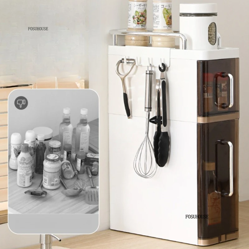Layer Kitchen Spice Racks Pull-Out Spice Organizer Shelf Household Multi-Functional Oil Salt Sauce and Vinegar Storage 4