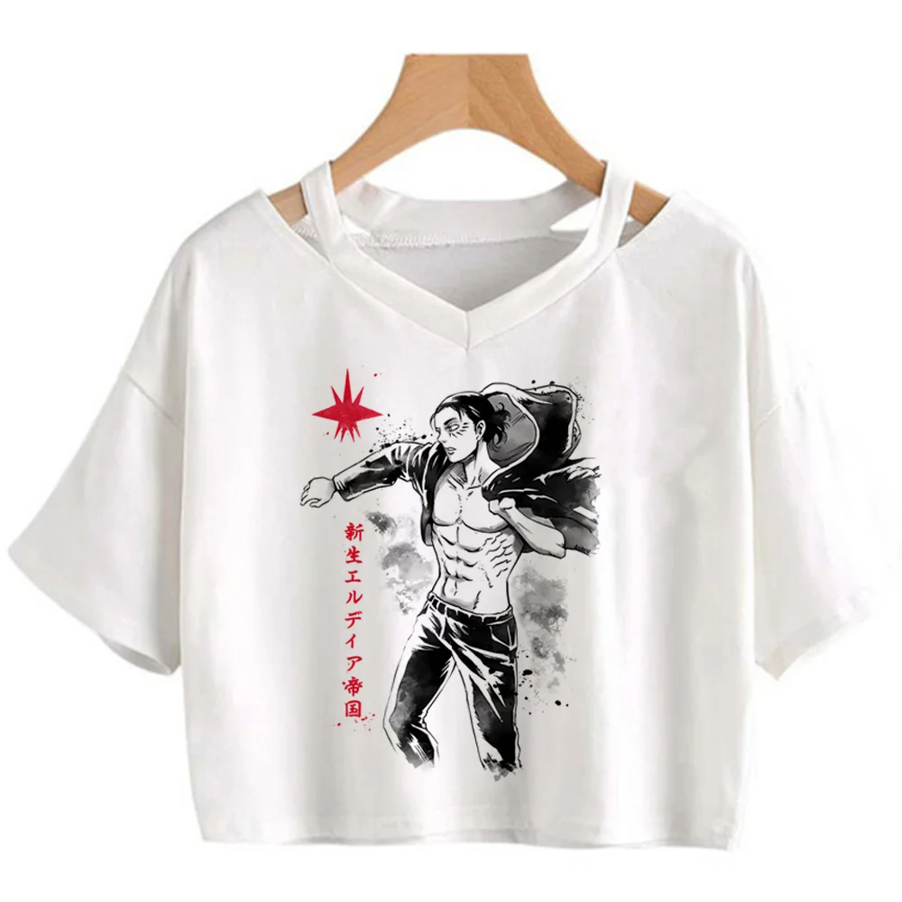 Eren Attack on Titan Shingeki No Kyojin cropped top female meme graphic gyaru shirt grunge emo harajuku vintage meme