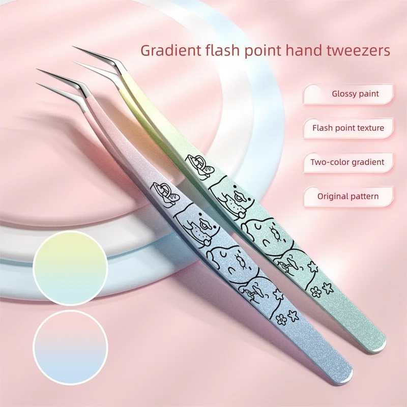 High‑Precision Tweezers, Heat‑Treated Long Golden‑Feather & Dolphin Tip Tweezer for Eyelash Stickers Scrapbooking Craft Tools