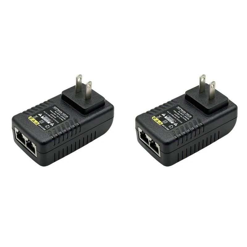 AU61-2X 48V Gigabit Poe Injector Poe 48V/0.5A Output IEEE 802.3Af/At Passive Poe+ 10/100/1000Mbps US Plug