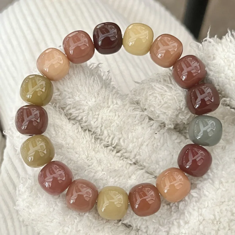 20mm women's bodhi root bracelet with gradient color soft white jade, suitable for handcrafting and personal use