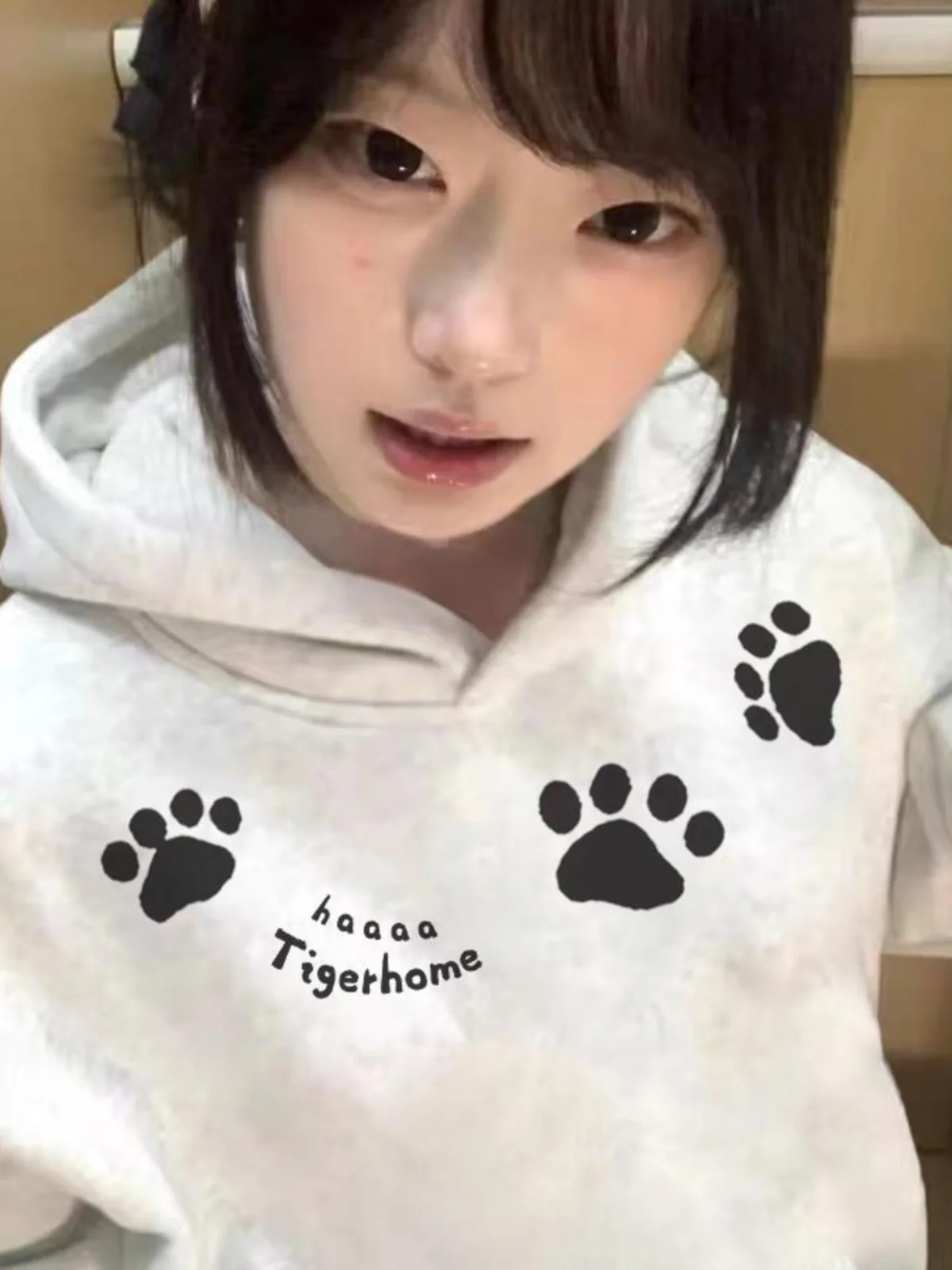 Oversize Hoodie Damen Thiened Fce Dog Paw Print Sweatshirt Herbst Winter New Sle Trendy Casual Oberbekleidung