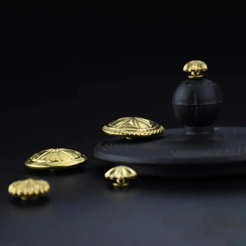 High-End Brass Wallet Buckle Studs Durable Leather Decorative Rivets Chrysanthemum Pattern for DIY Bag Clothing Craft