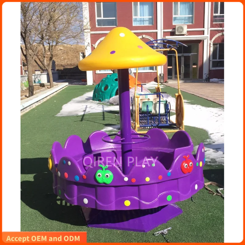 

Cute Amusement Rides Mushroom Style Carousel Kiddie Rides Merry Go Round Mini Galvanized Steel Carousel