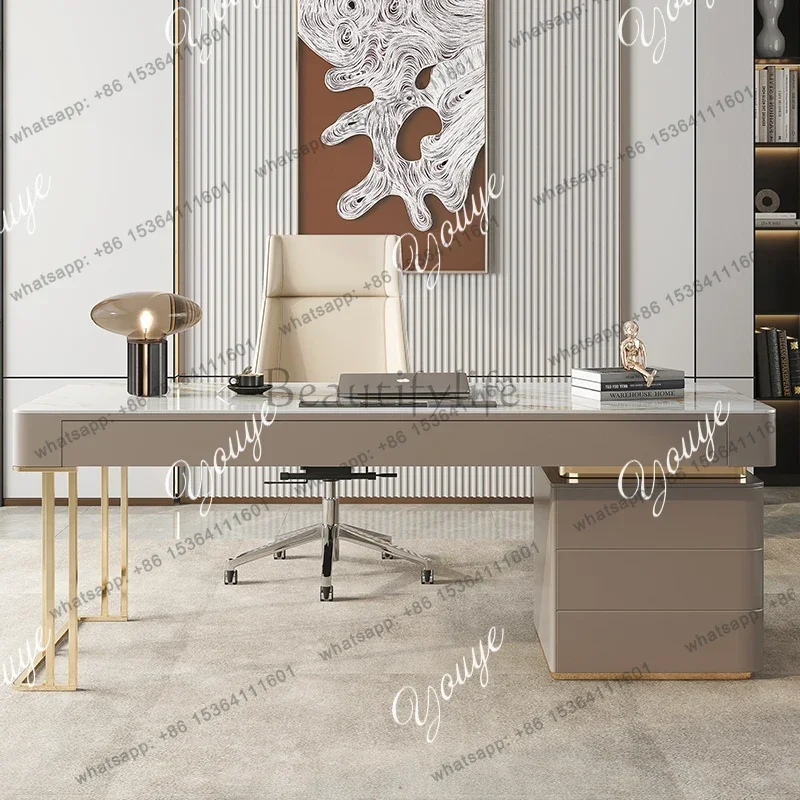 

Light Luxury Rock Slab Desk Modern Simple High-end Desktop Computer Desk Office Study Table Home Writing Desk