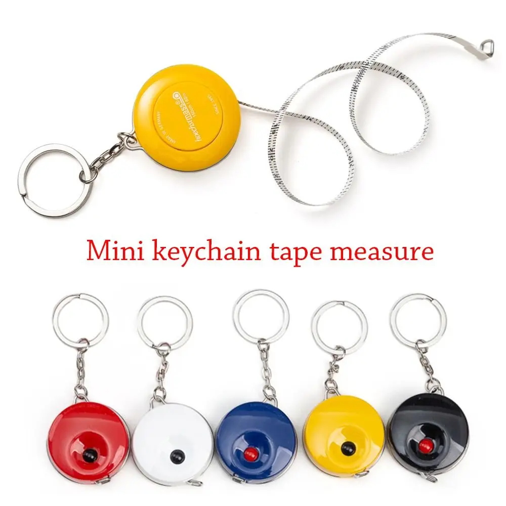 1pcs 150cm 60Inch Retractable Soft Cloth Ruler Sewing Tailor Band Mini Tape Measure Sewing Keychain Key Ring Measuring Tool