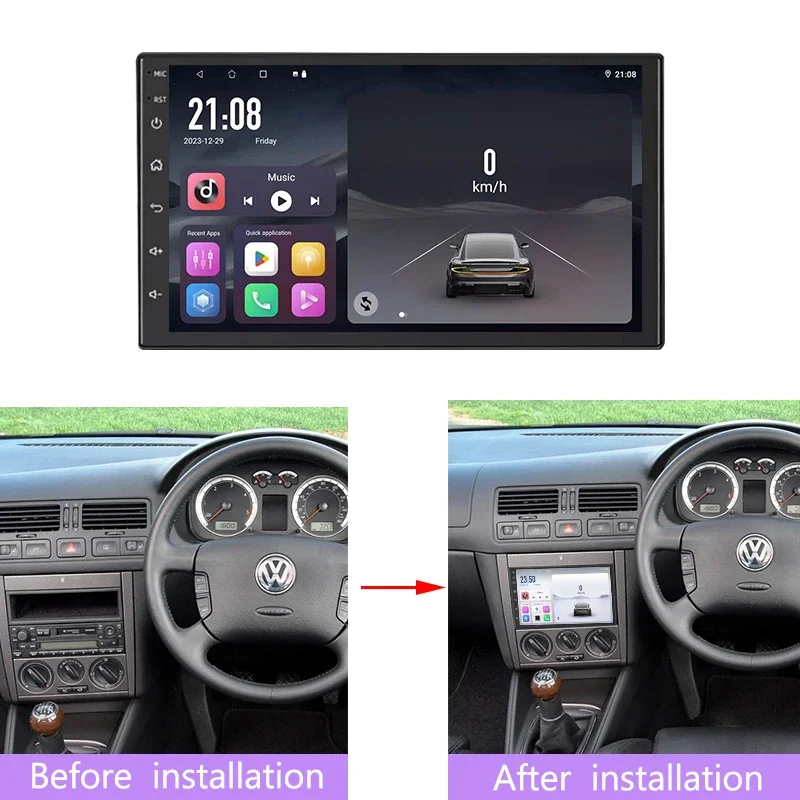 

7' Car Accessories For VW Bora 1998-2005 High Quality Auto Parts Multimedia Video Player 2 DIN GPS Built-in Car Radio