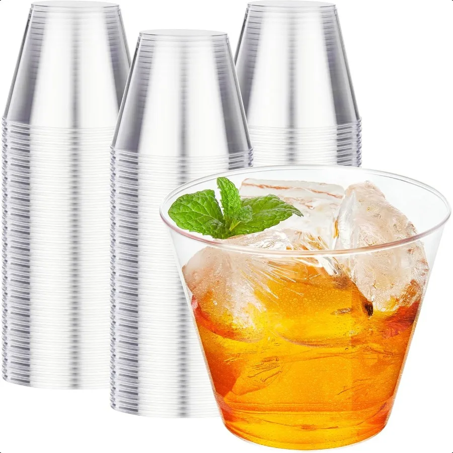 

200 Pack 9 oz Clear Plastic Cups for Party Clear Cup Cups Wine Glasses Cups Plastic Cocktail Glasses