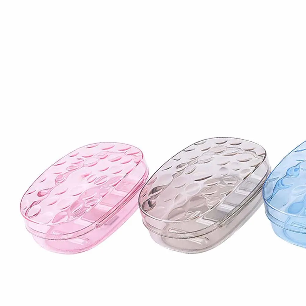 3 قطعة صندوق شفاف للصابون البار مع دش الصرف تخزين الحمام حاوية حامل صحن الصابون غير قابلة للانزلاق