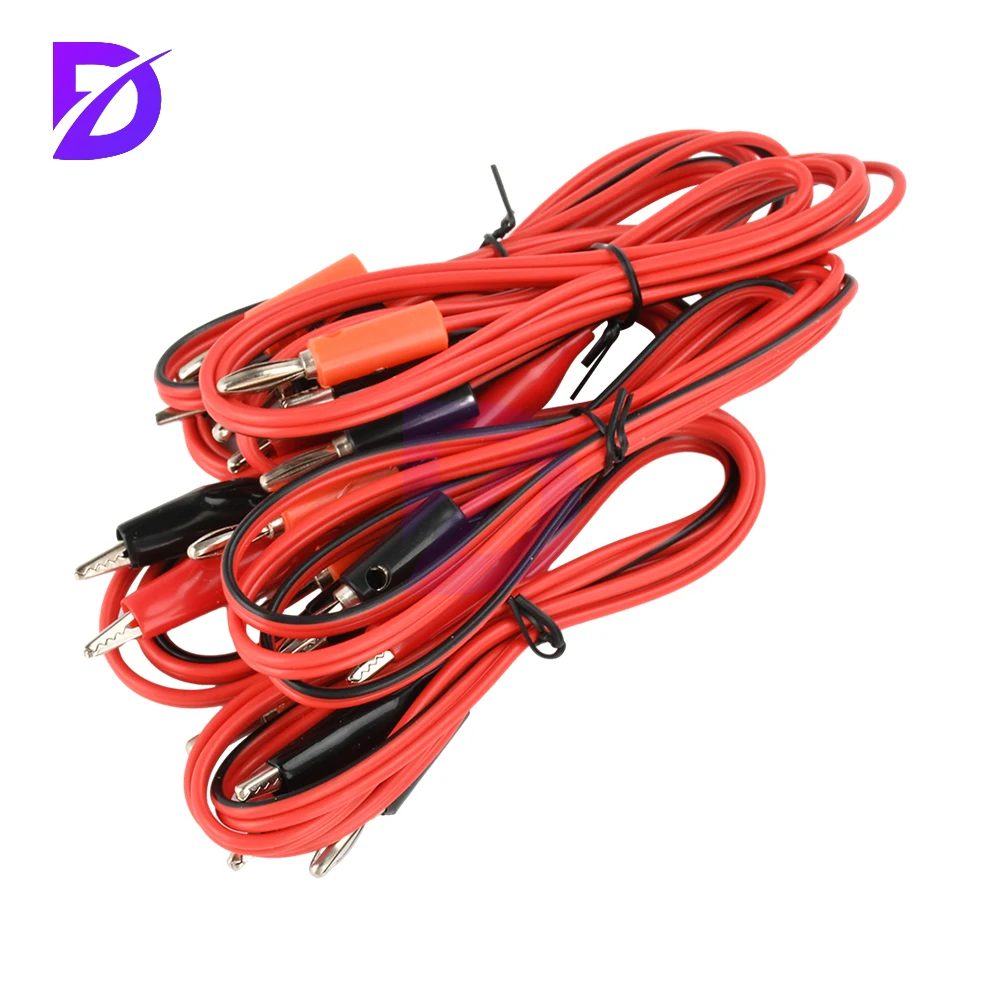 5PCS 4mm Banana Plug to Alligator Clips Test Leads Kit Crocodile Clips Copper Soft Cable Wire Set Red Black