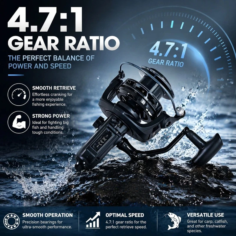 Hot MBLN Spinning Fishing Reel 6+1 Bearings Dual Brake Aluminum Spool Built In Alarm Carp Angling Sea Fishing For Adult Anglers