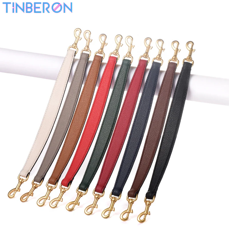 TINBERON new 2.7CM Lychee Pattern HandBag Shoulder Strap Fashion Solid Color Leather Short Bag Strap Underarm Bag Accessorie