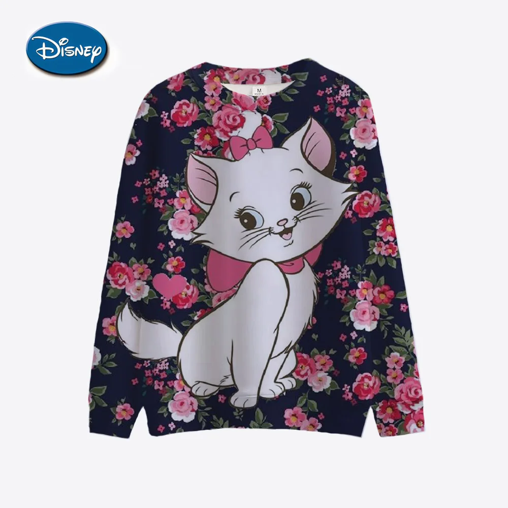 

Disney Mary Cat Cartoon Cute Anime Printed Spring Women's Round Neck Hoodie Spring/Autumn Couple Top