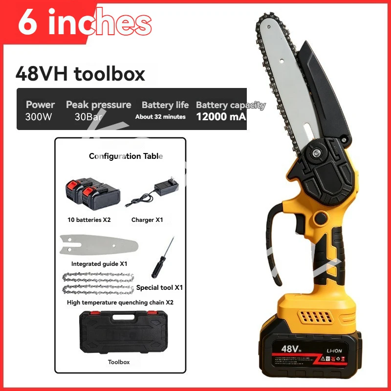 3000RPM 6/8Inch Mini Li-Ion Electric Chainsaw One Hand Portable Electric Saw Fit Battery