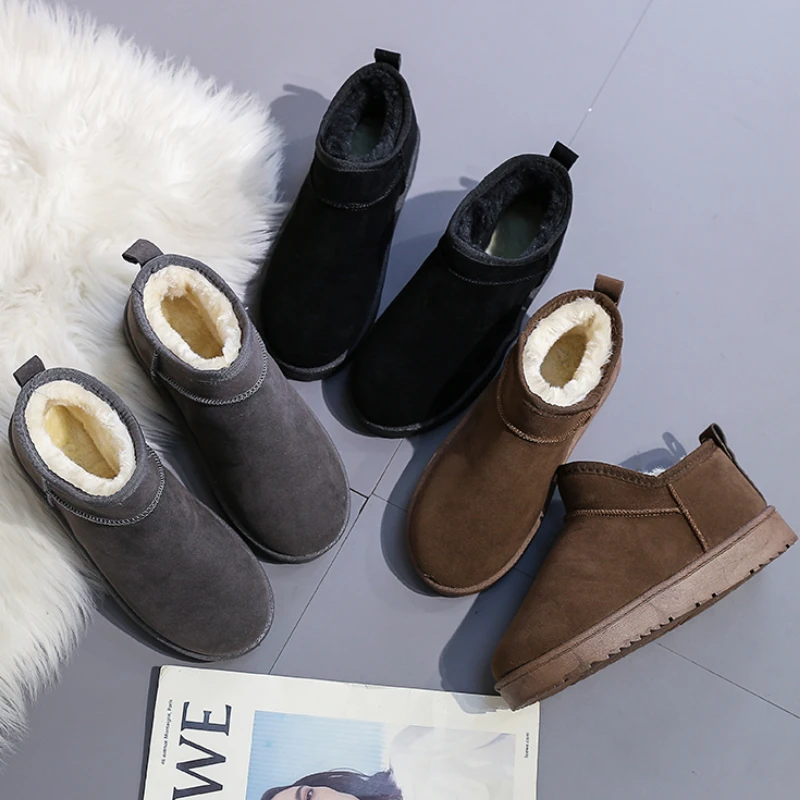 2024 New Women Designer Slip on Platform Plush Ankle Boots Winter Fashion Warmth and Outdoor Comfortable Boots Shoes for Women