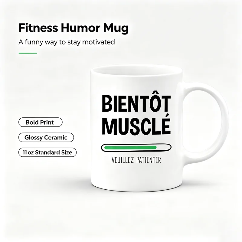 Café-Croissant  Humour Soon Muscled Please Wait – Funny Christmas Gift Man Teenager Boy 18 Years Brother Friend Birthday Cup