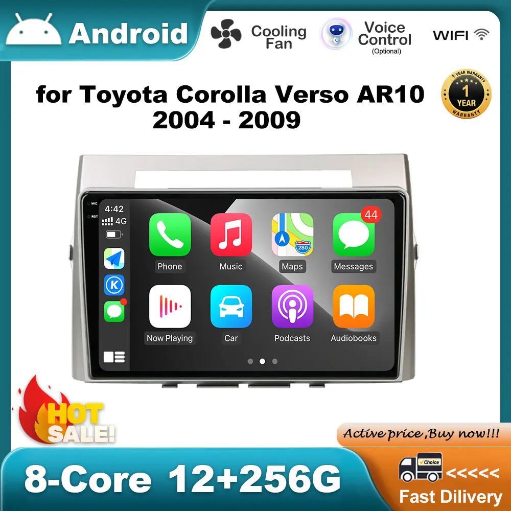

Car Multimedia Radio Video Player Android OS GPS Navigat0ion for Toyota Corolla Verso AR10 2004 - 2009 Autoradio BT 4G HD Screen