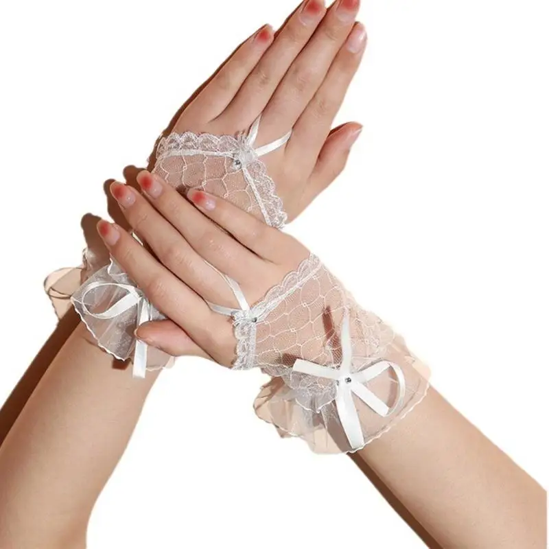 Elegante zarte Spitzenmanschetten mit Bowknot -Design für Frauen perfekt für Partys und Cosplay -Event Y166