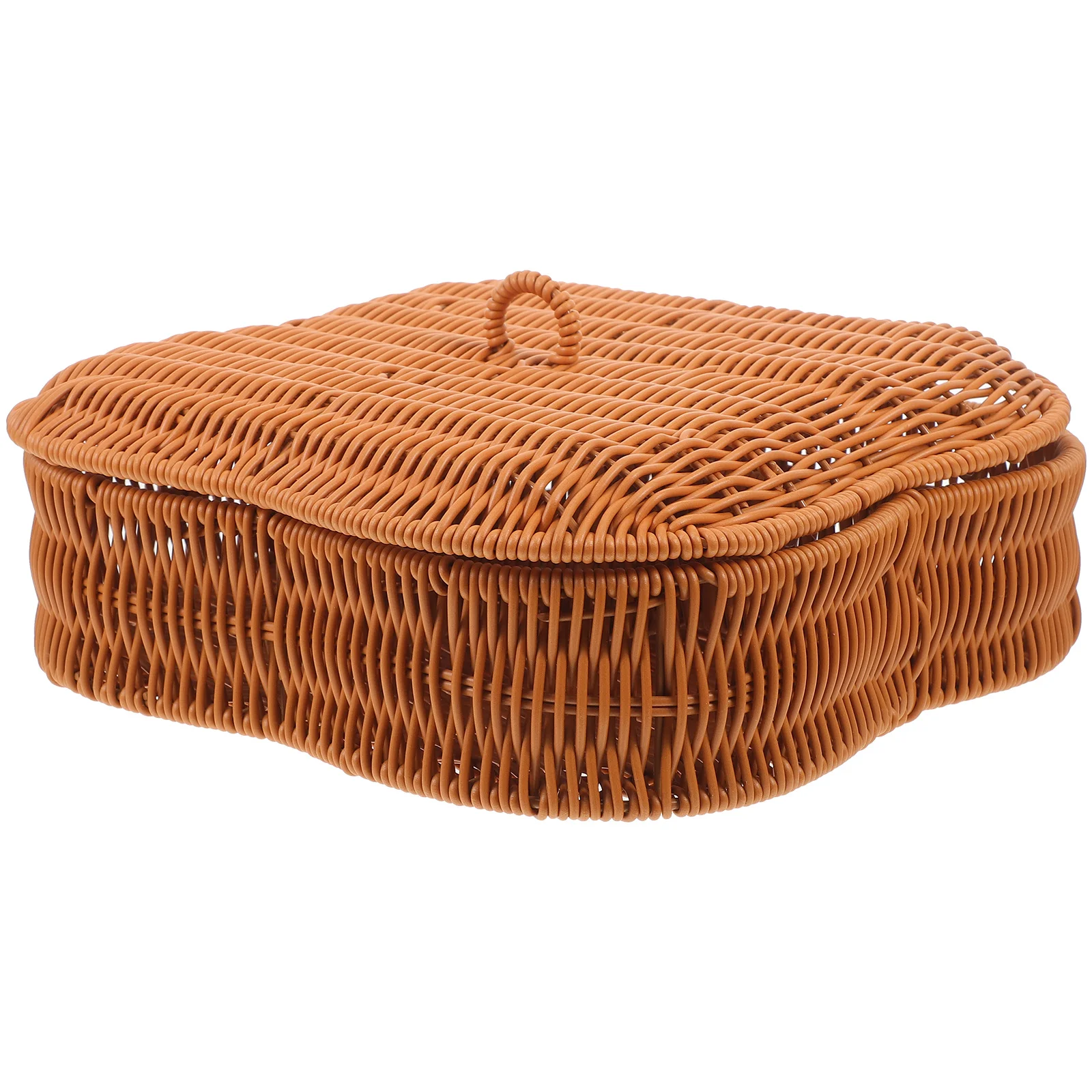 

Woven Fruit Basket Imitation Rattan Storage Basket Desktop Organizer Small Bread Snack Holder Farmhouse Kitchen Storage Box
